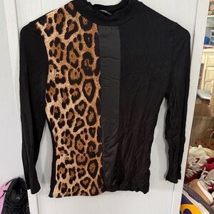 SHEIN Leopard and Black Long Sleeve Top